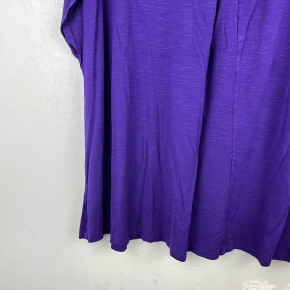 Lane Bryant Swing Tee Solid Purple Short Sleeve Stretch V-neck Business Office - Picture 8 of 9